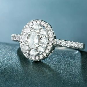 Oval Cut White Sapphire Engagement Wedding Ring 7